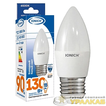 Лампа светодиодная C37 15Вт свеча 6500К E27 230В IONICH 1903