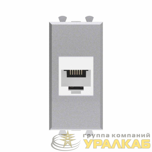 Розетка телефонная 1мод. Avanti "Закаленная сталь" RJ12 без шторок модульная механизм DKC 