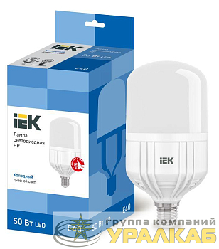 Лампа светодиодная HP 50Вт 230В 6500К E40 IEK LLE-HP-50-230-65-E40