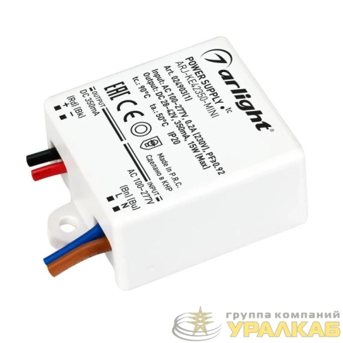 Блок питания ARJ-KE42350-MINI (15Вт 350мА PFC) IP20 пластик Arlight 024903(1) детальная картинка