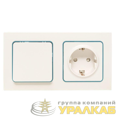 Рамка 2-м Стокгольм бел. с линией цвета син. PROxima EKF EXM-G-305-30 детальная картинка