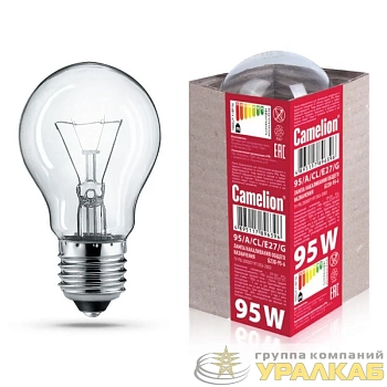 Лампа электрич. накаливания 95/A/CL/E27/G с прозр. колбой ЛОН ГОФРА Б230-95-6 Camelion 15043