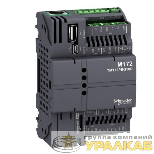 Контроллер ПЛК М172 без дисплея 18 I/O Eth 2 RS485 SchE TM172PBG18R