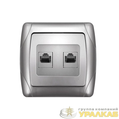 Розетка компьютерная 2-м Маргарита RJ45 серебр. UNIVersal 