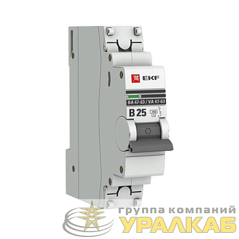 Выключатель автоматический модульный 1п B 25А 4.5кА ВА 47-63 PROxima EKF mcb4763-1-25B-pro
