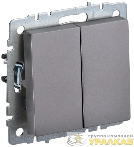 Выключатель проходной 2-кл. СП BRITE ВС10-2-6-БрС 10А механизм сталь IEK BR-V22-0-10-K46 детальная картинка