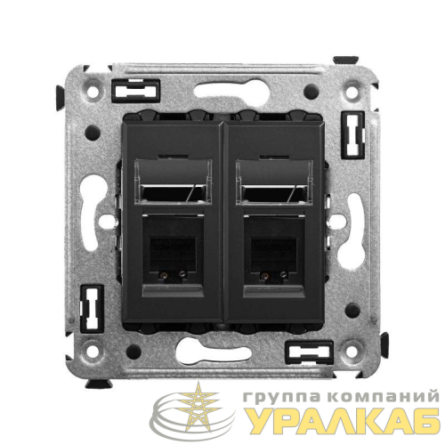 Розетка телефонная 2-м RJ-12 СП Avanti "Черный матовый" DKC 4412314 детальная картинка