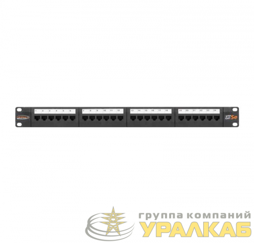 Патч-панель 19дюйм 1U 24 порта кат.5e (класс D) 100МГц RJ45/8P8C 110/KRONE T568A/B неэкран. с органайзером черн. NIKOMAX NMC-RP24UD2-1U-BK
