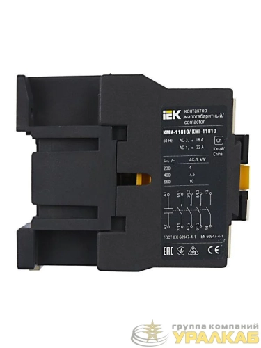 Контактор КМИ-11810 18А 230В/АС3 1НО KARAT IEK KKM11-018-230-10 детальная картинка