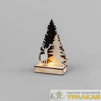 Фигура деревянная "Елочка с оленем" 12х6х21.5см 0.1Вт IP20 с подсветкой Neon-Night 