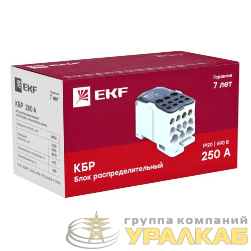 Блок распределительный КРОСС крепеж на панель и DIN КБР-250А EKF plc-kbr250