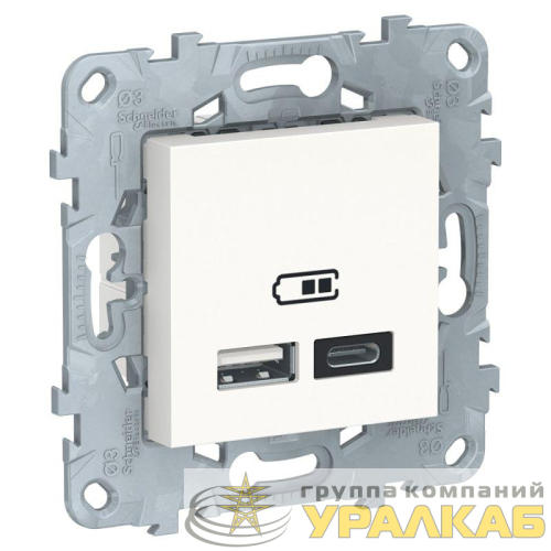 Розетка USB 2-м UNICA NEW тип А+С 5В/2400мА бел. SchE NU501818 детальная картинка