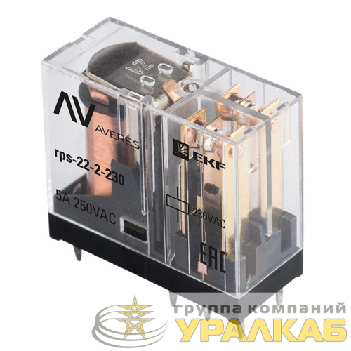 Реле промежуточное РП slim 22/2 5А 230В AC AVERES EKF rps-22-2-230 детальная картинка