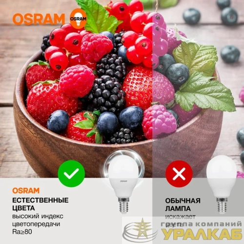 Лампа светодиодная LED Value LVCLP75 10SW/840 10Вт шар матовая E14 230В 10х1 RU OSRAM 4058075579743 детальная картинка