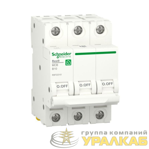 Выключатель автоматический модульный 3п B 10А Resi9 6000А SchE R9F02310 детальная картинка