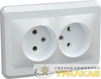 Розетка 2-м СП Вега РС12-2-ВБ без заземл. контакта без защ. штор 10А бел. IEK ERV20-K01-10-DM