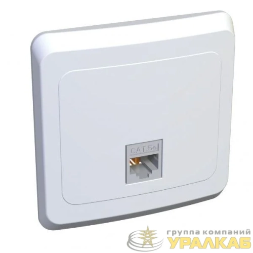 Розетка компьютерная 1-м СП Этюд RJ45 кат.5E бел. SE KOMC-001B детальная картинка