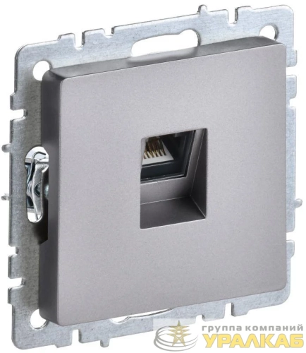 Розетка компьютерная СП RJ45 кат.5E BRITE РК10-БрС механизм сталь IEK BR-K10-1-K46 детальная картинка