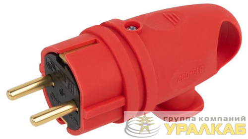 Вилка VX11-R-IP44 16А IP44 с кольцом угловая с заземл. каучук красн. ЭРА Б0055417 детальная картинка