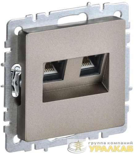 Розетка двойная СП RJ11+RJ45 кат.5E BRITE РК/Т12-БрШ механизм шампань IEK BR-KT20-O-1-K37 детальная картинка