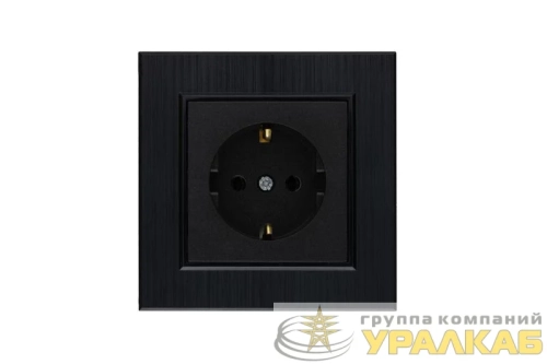 Розетка 1-м Karea LINE STAR с заземл. чер. Makel 
