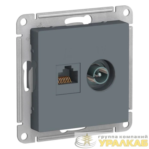 Розетка компьютерная + телевизионная 2-м AtlasDesign RJ45 кат.5E + TV механизм грифель SE ATN000789 детальная картинка
