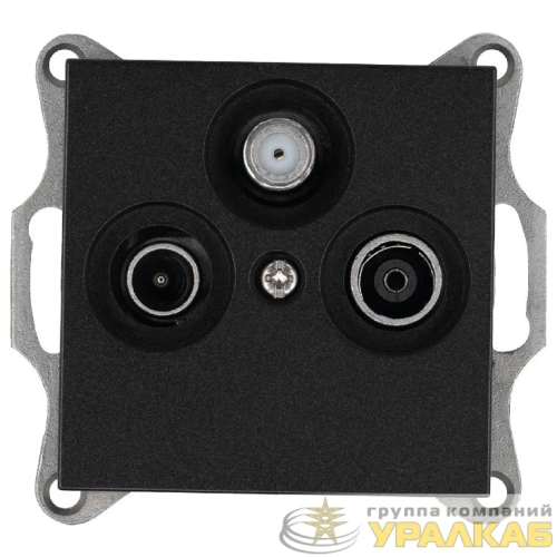 Розетка телевизионная проходная TV + FM + SAT 3-м Ф9.5мм механизм антрацит Jasmart G6207B детальная картинка