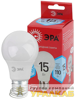 Лампа светодиодная A60-15W-840-E27 R (диод груша 15Вт нейт E27) (10/100/1500) ЭРА Б0046356