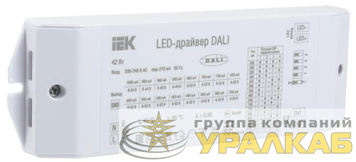 Драйвер LED DALI 42Вт 250-1000мА 8-52В IEK LPS14-01-042-1000 детальная картинка