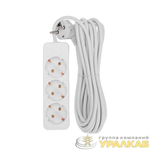 Удлинитель 3 гнезда 5м 3х0.75кв.мм с/з бел. PROCONNECT 13-4210 детальная картинка