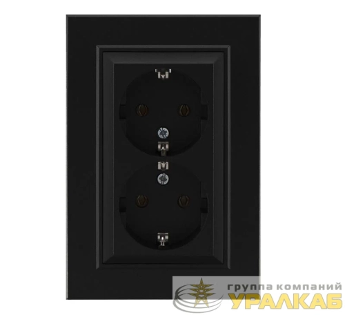 Розетка двойная с заземления Karea черн. Makel 