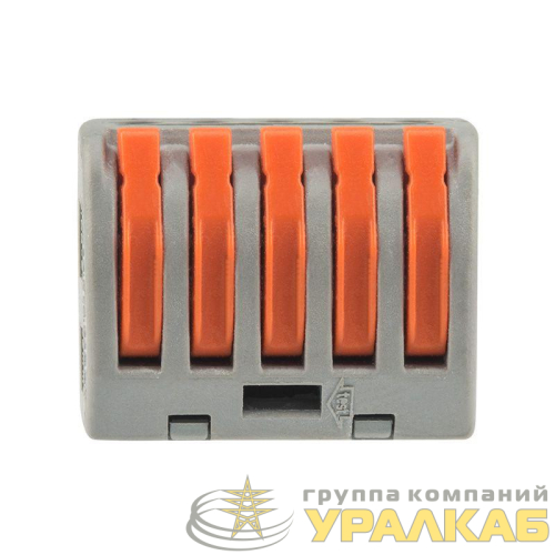 Клемма строительно-монтажная СМК 222-415 5-проводная 0.08-2.5/4кв.мм сер. (уп.40шт) Rexant 07-5255-4 детальная картинка
