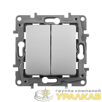 Выключатель 2-кл. СП Etika 10А IP20 250В 10AX авт. зажимы механизм алюм. Leg 672402