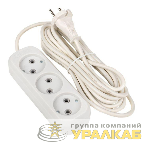 Удлинитель 3х5м без заземл. 10А IP20 Эксперт 2.2кВт ПВС 2х0.75 PROxima EKF UBA10-275-3-05 детальная картинка