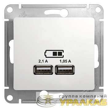 Розетка USB 2-м СП Glossa тип A+A 5В/2.1А 2х5В/1.05А механизм бел. SE GSL000133