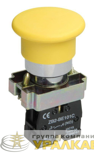 Кнопка управления "Грибок" LAY5-BC51 1з без подсветки желт. IEK BBG70-BC-K05