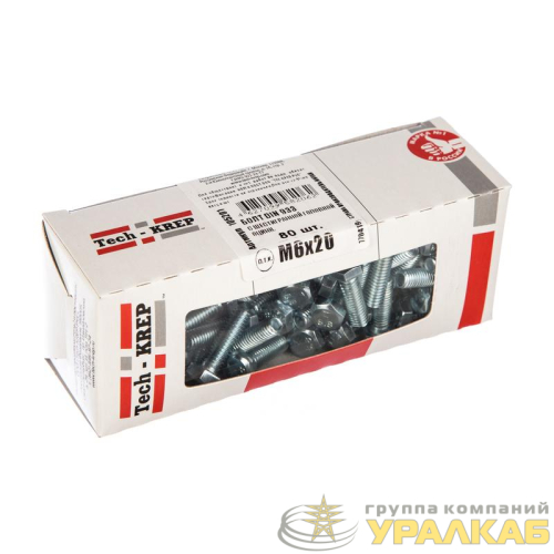 Болт с шестигранной головкой М6х20 DIN 933 оцинк. (уп.80шт) Tech-Krep/Zitar 
