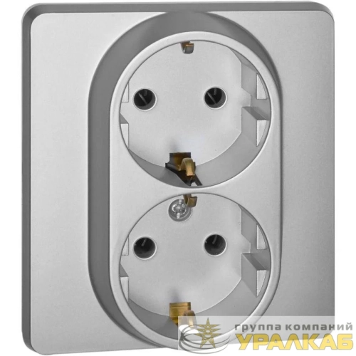 Розетка Inspiria 16А 250В 2х2P+E немецк. стандарт алюм. IEK 