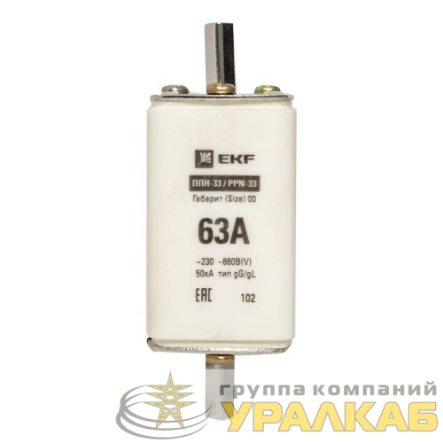 Вставка плавкая ППН-33 160/63А габарит 00 PROxima EKF fus-33/160/63 детальная картинка