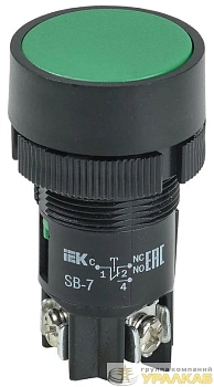 Кнопка SB-7 "Пуск" d22мм 1з+1р 0.6-10А 240В зел. IEK 