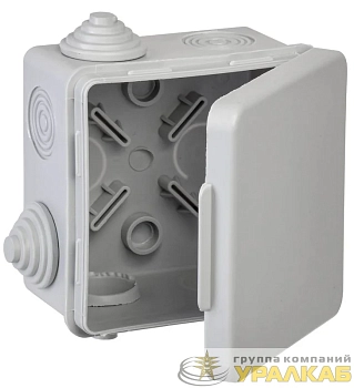 Коробка распаячная КМ ОП 80х80х50мм IP54 откидная крышка 4 гермоввода (7035) GENERICA 