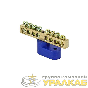 Шина нулевая N 6х9 8 отвер. латунь син. угловой изолятор PROxima EKF 