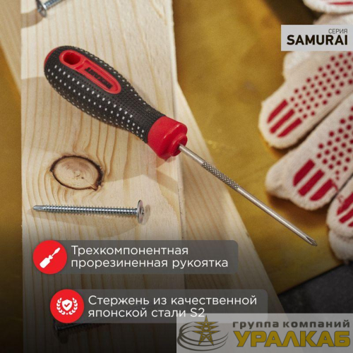 Отвертка крестовая PH 2х125мм трехкомпонентная рукоятка сталь S2 Rexant 12-4728-1 детальная картинка