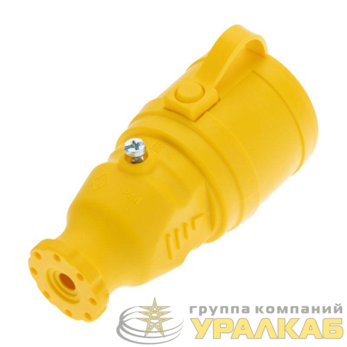 Розетка переносная влагозащищенная с крышкой с заземл. 16А IP44 каучук желт. Rexant 111-122 детальная картинка