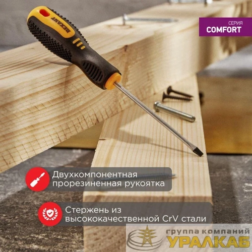 Отвертка шлицевая SL 3х75мм двухкомпонентная рукоятка Rexant 12-4721 детальная картинка