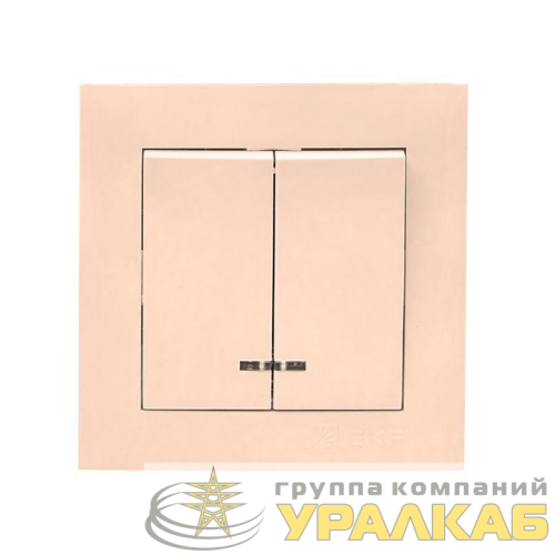 Выключатель 2-кл. СП Валенсия 10А IP20 с индикатором крем. PROxima EKF EWV10-123-20 детальная картинка