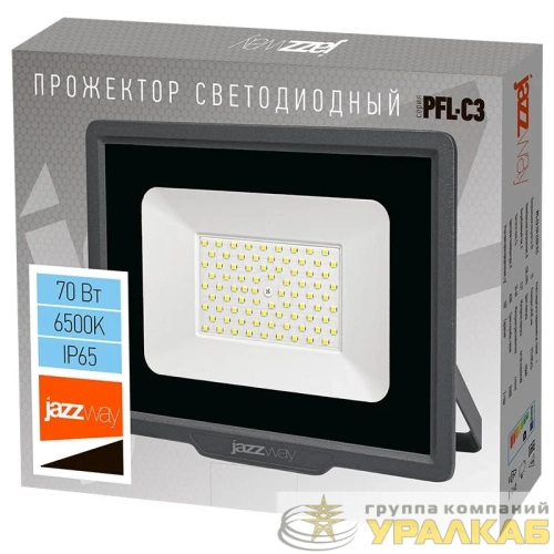 Прожектор светодиодный PFL-C3 70Вт 6500К IP65 ДО закален. прозр. стекло JazzWay 