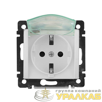 Механизм розетки 1-м СП Valena 16А IP44 2P+E с заземл. защ. шторки с крышкой немецк. стандарт бел. Leg 774220