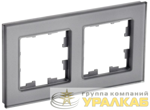 Рамка 2-м BRITE РУ-2-2-БрСе стекло сер. IEK BR-M22-G-K03