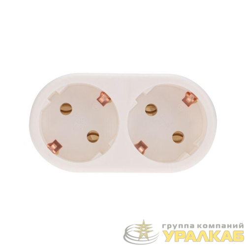 Разветвитель 2-м с заземл. 16А IP20 бел. Rexant 11-1075 детальная картинка